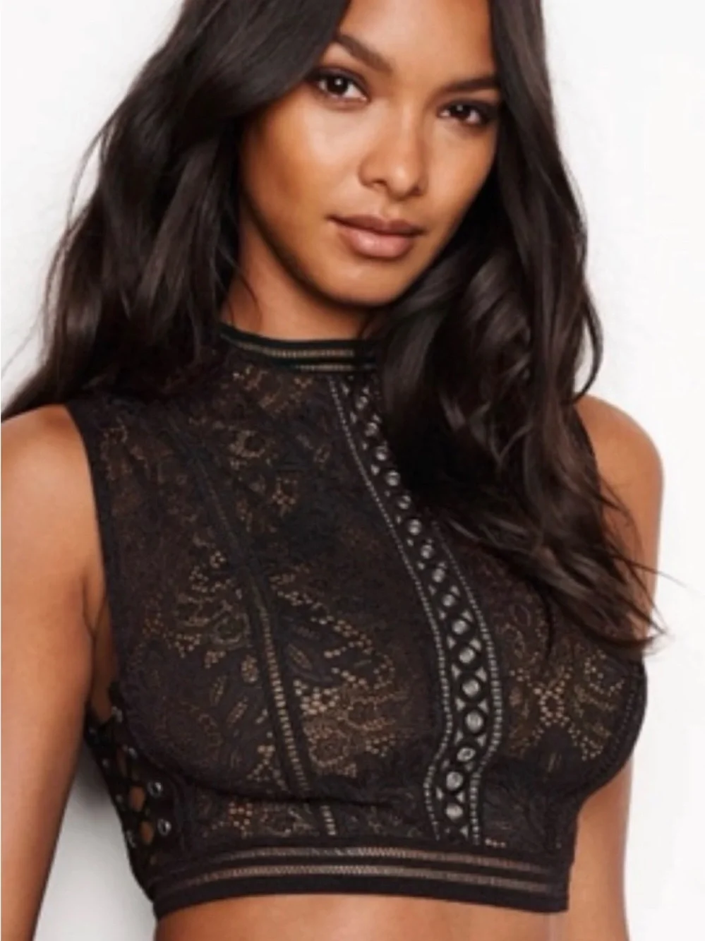 Victoria’s Secret Black Lace Crop Top NWT Size S/P - Picture 1 of 7